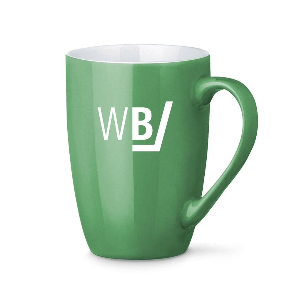 Werbeartikel für Warburg - Kaffeetasse, Kaffeebechher mit Logo-Audruck
