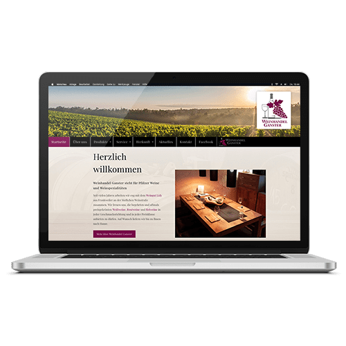 Internetseite: Weinhandel Ganster, Webdesign aus Höxter